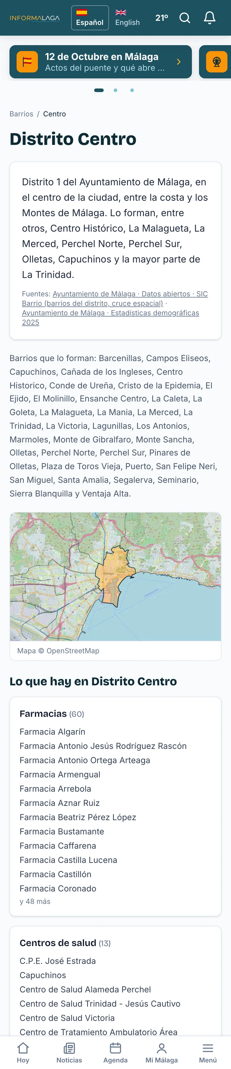 La página de un barrio