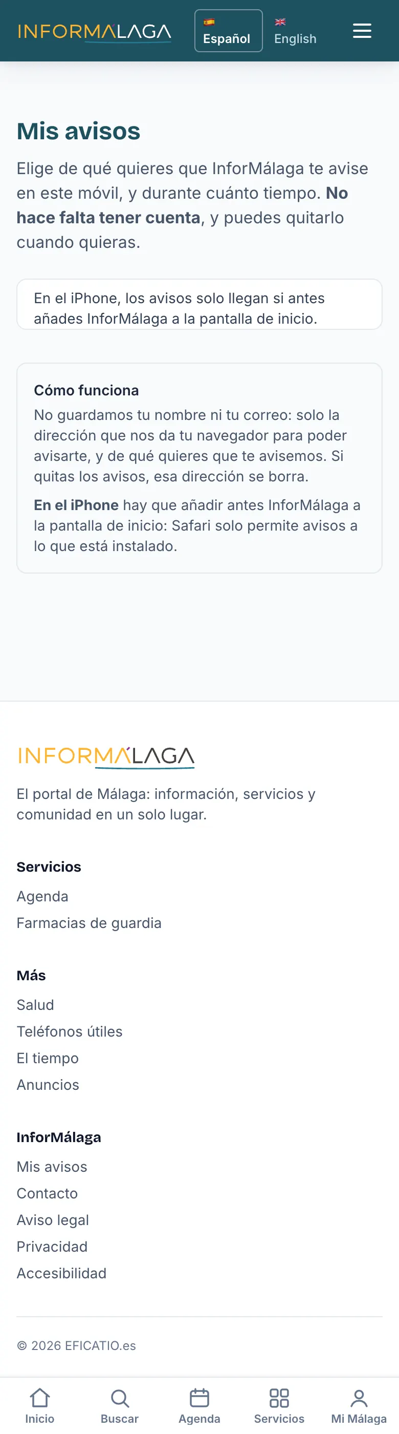 La nota del iPhone en Mis avisos