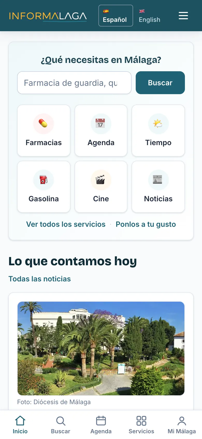 The InforMálaga home page on a phone