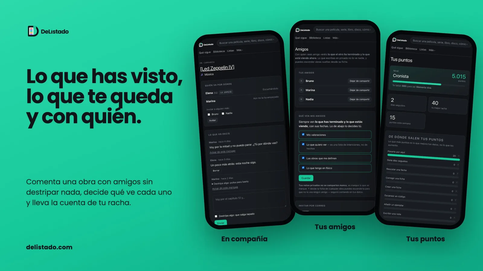 pantalla de la app