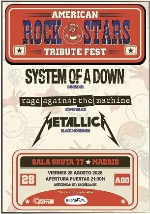 Disorder. Tributo a System of a down + Bombtruck. Tributo a Rage Against The Machine + Black Horsemen. Tributo a Metallica