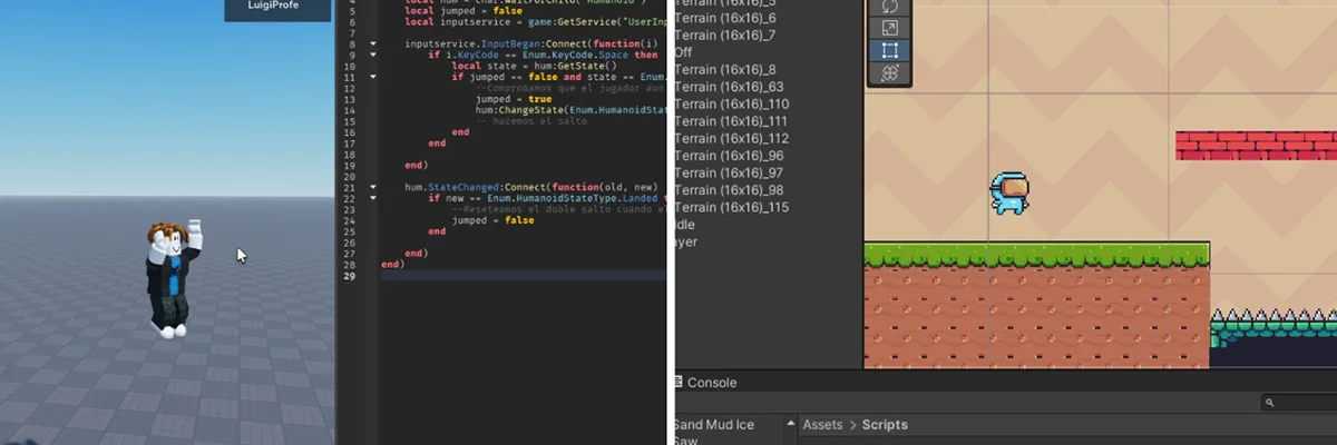 Videogame programming with Roblox and Unity