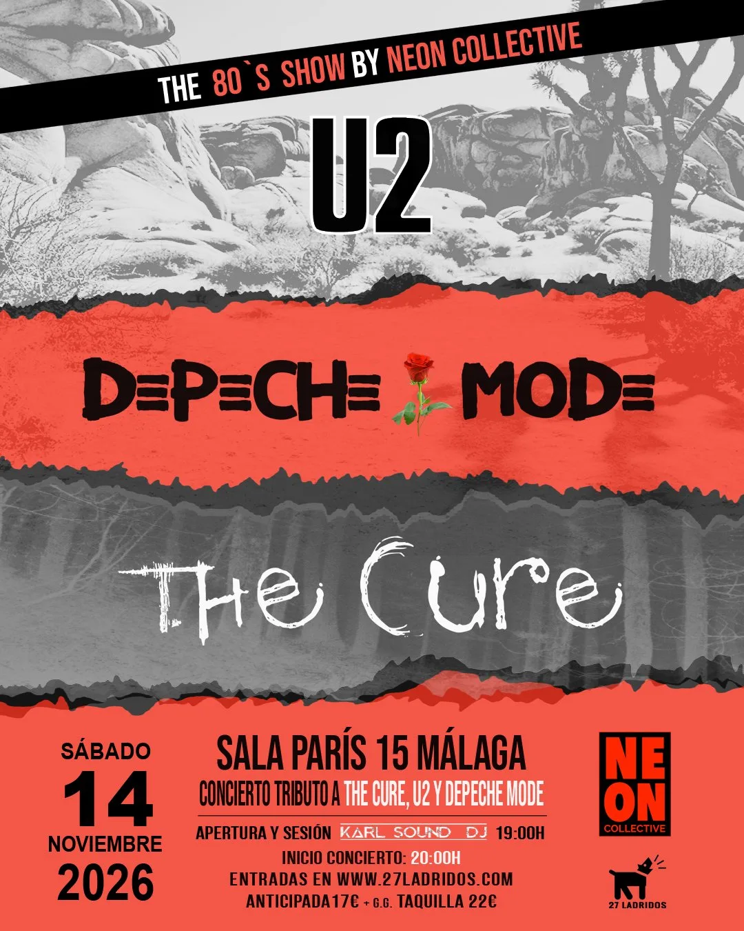 Tribute to The Cure, U2 & Depeche Mode. Neon Collective Tributes