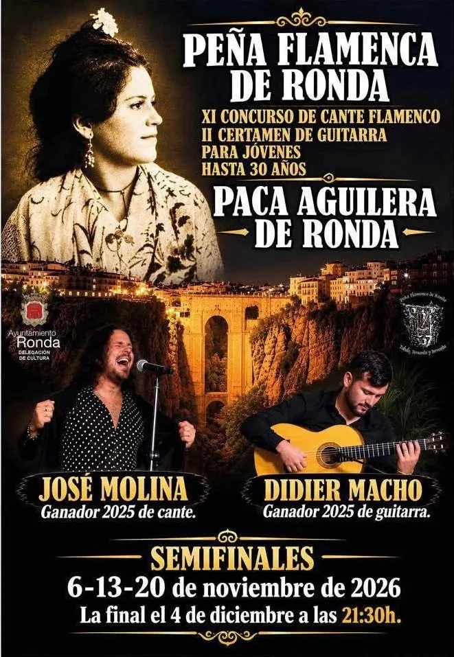 XI Concurso de Cante Flamenco y II Certamen de Guitarra para jóvenes hasta 30 años «Paca Aguilera de Ronda»