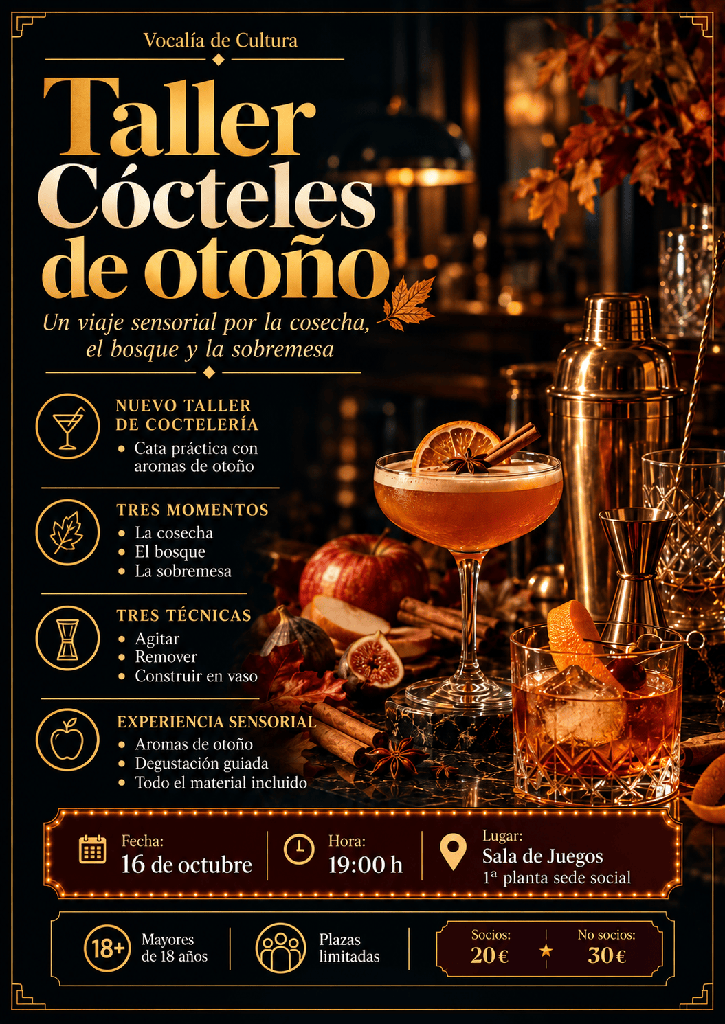 Image for the story: The Real Club Mediterráneo organises an autumn cocktail workshop on October 16