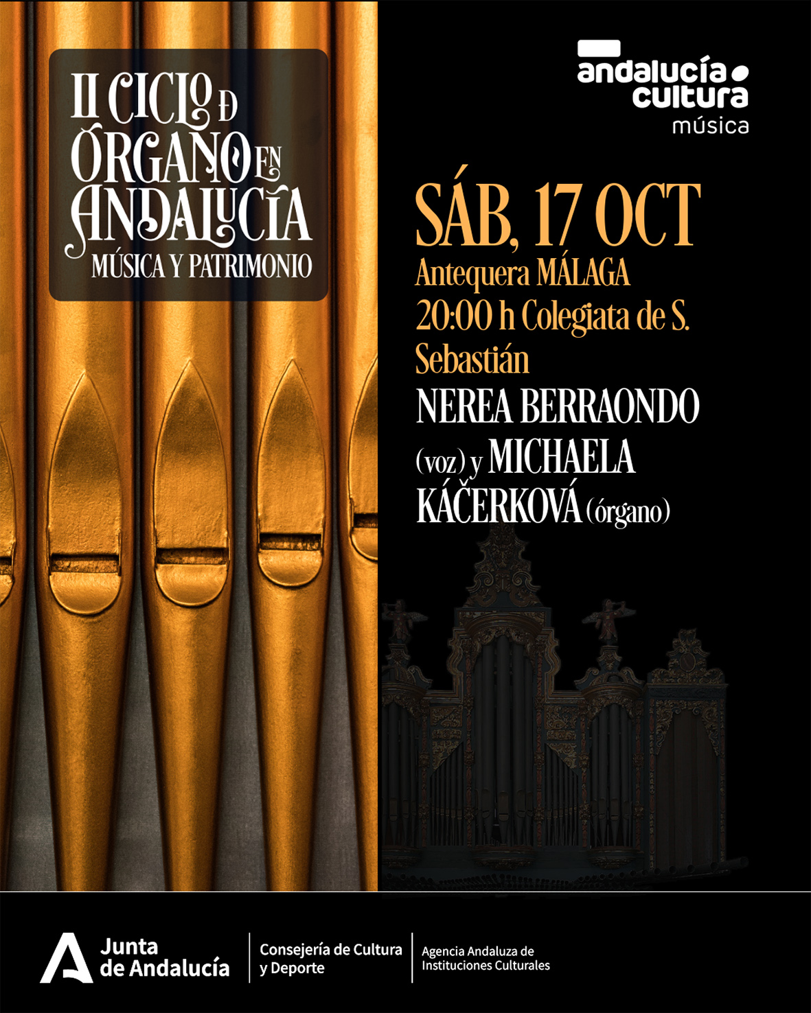 Imagen de la noticia: Concierto de órgano y voz en la iglesia de San Sebastián de Antequera el sábado 17