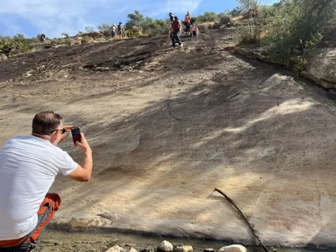 Image for the story: Around thirty people visit the cave paintings of Laja Prieta and El Mijo in Álora