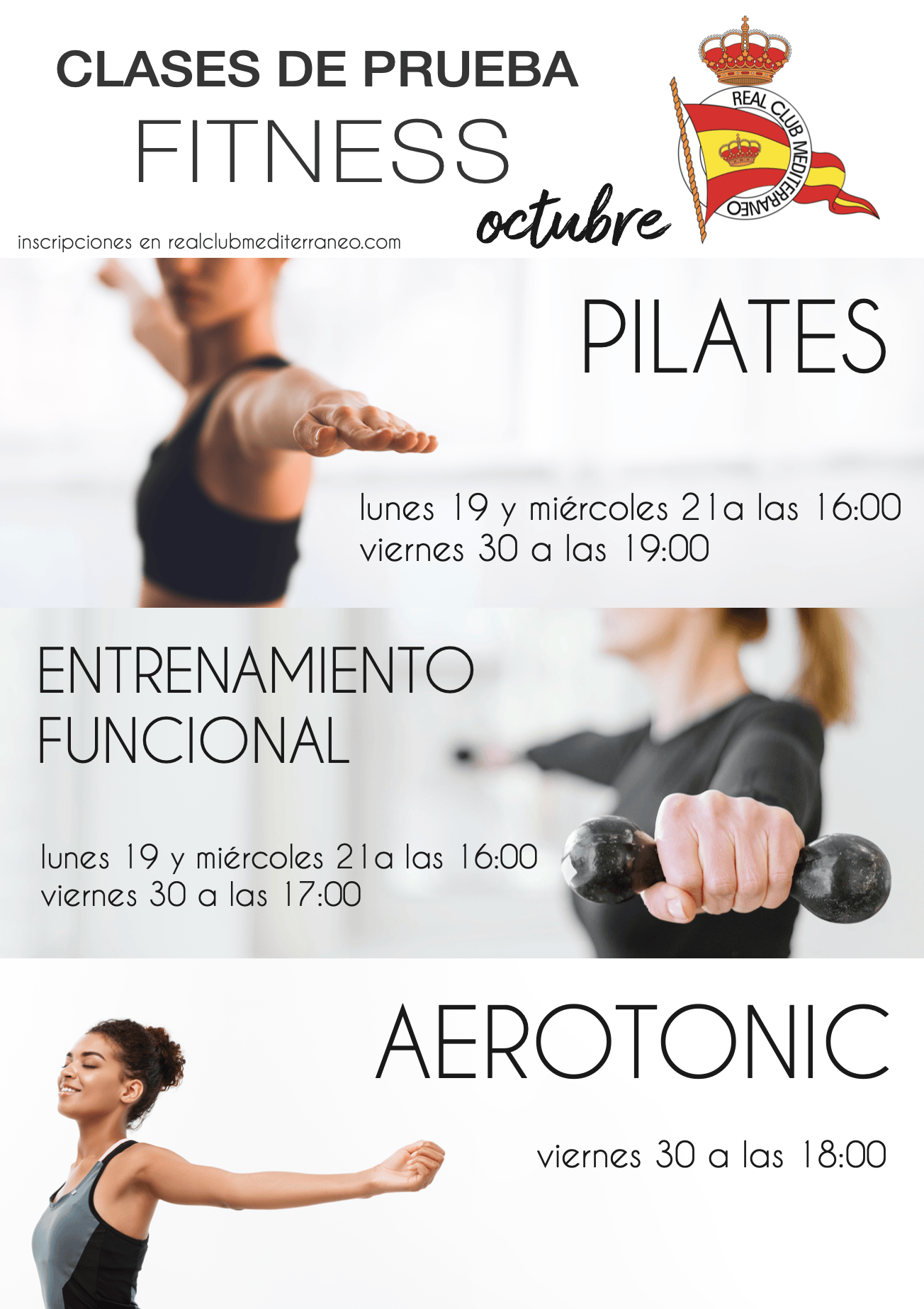 Image for the story: Real Club Mediterráneo opens trial classes in pilates, functional and aerotonic in October