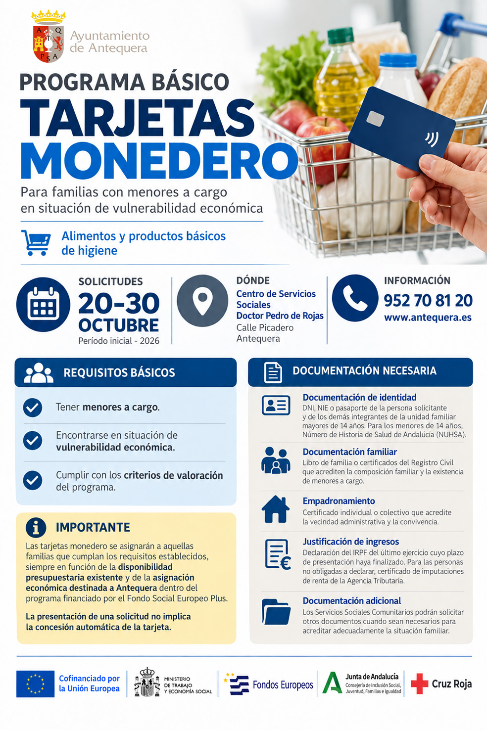 Imagen de la noticia: Antequera abre desde el 20 de octubre las solicitudes de las tarjetas monedero para familias con menores