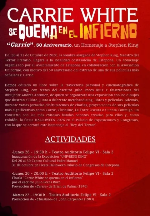 Imagen de la noticia: Estepona dedica una semana a Stephen King con cine, libros y un concierto por Halloween