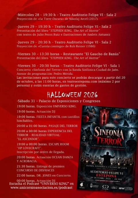 Imagen de la noticia: Estepona dedica una semana a Stephen King con cine, libros y un concierto por Halloween