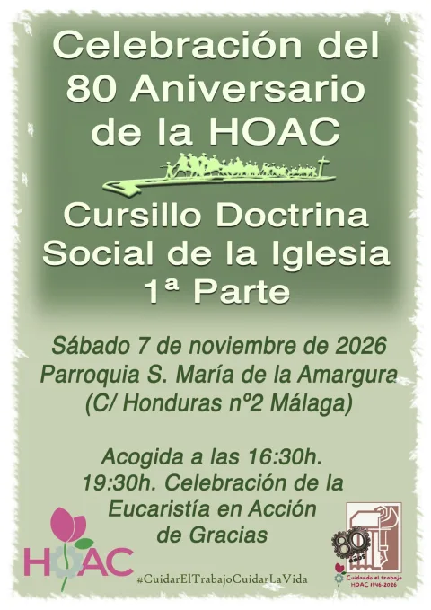 Imagen de la noticia: La HOAC celebra 80 años con un cursillo abierto y gratuito